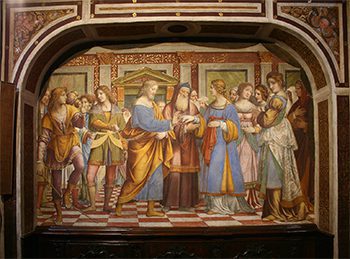 Lo sposalizio. Affresco dell'antipresbiterio di Bernardino Luini